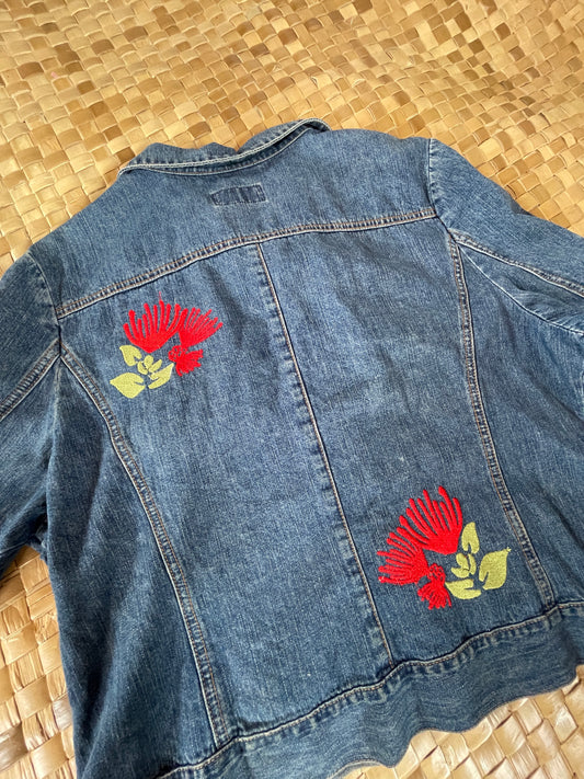 Lehua Embroidered Vintage Denim Jacket L