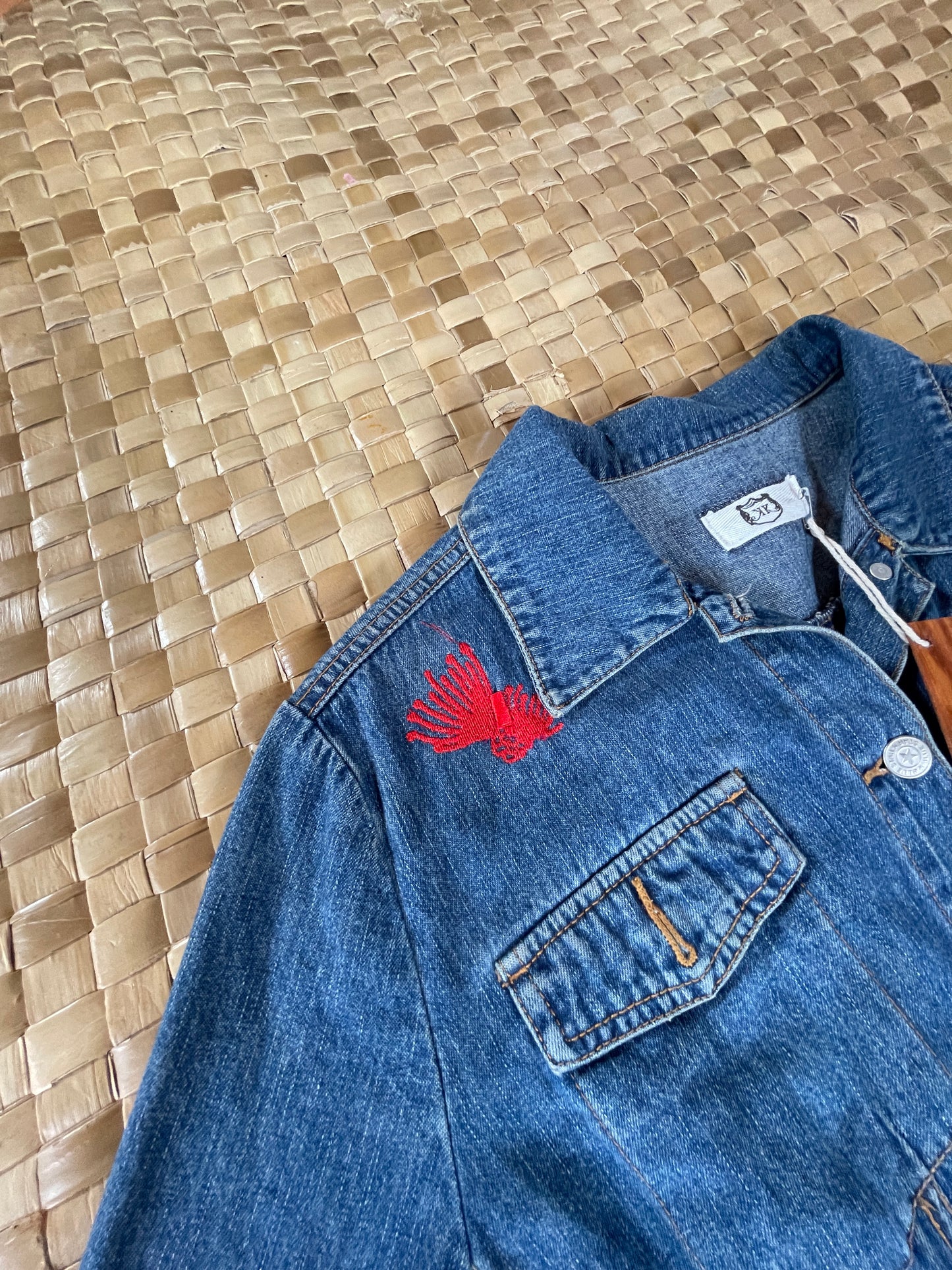 Lehua Embroidered Vintage Denim Jacket L