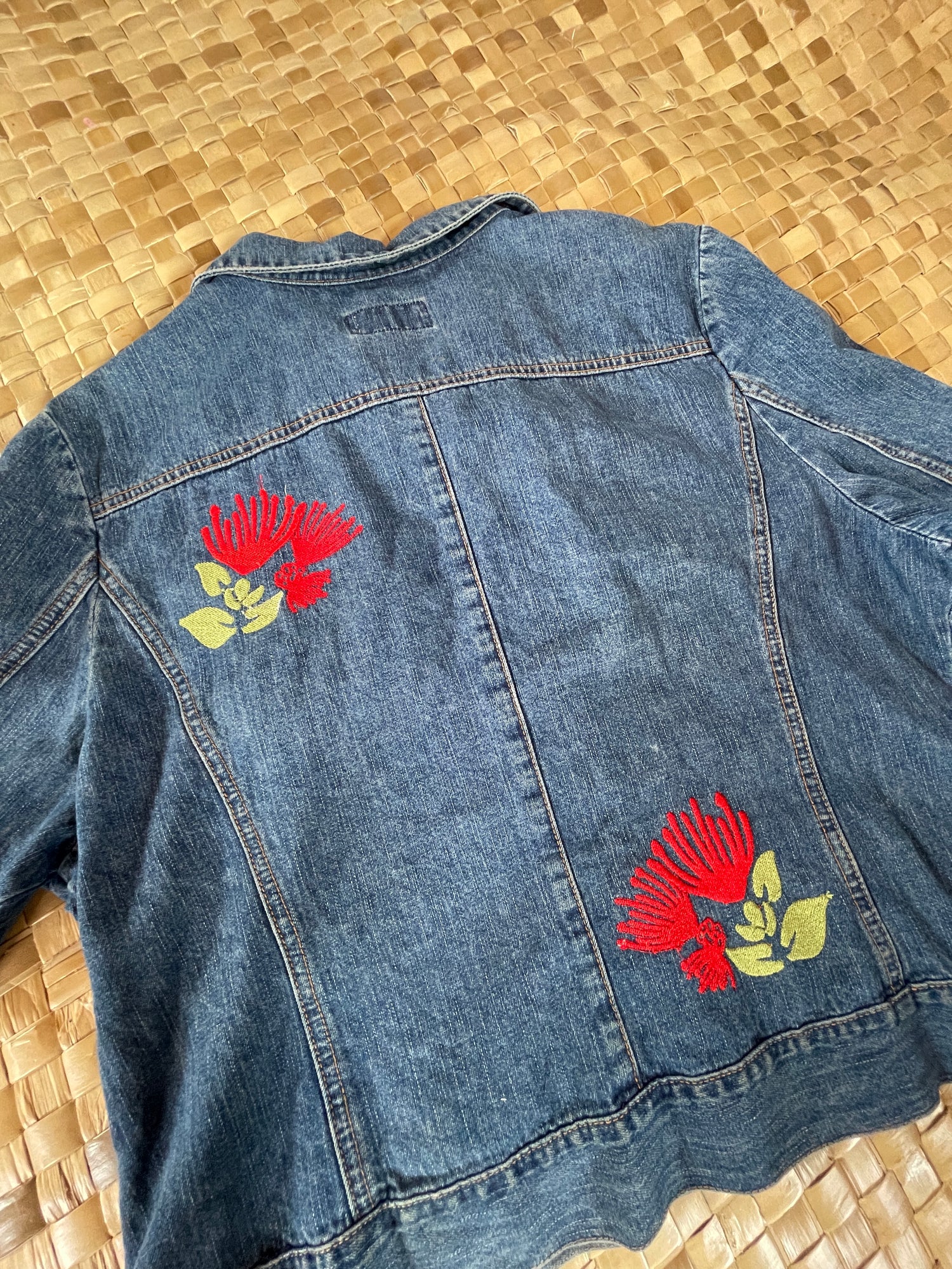 Lehua Embroidered Vintage Denim Jacket L - Main Image